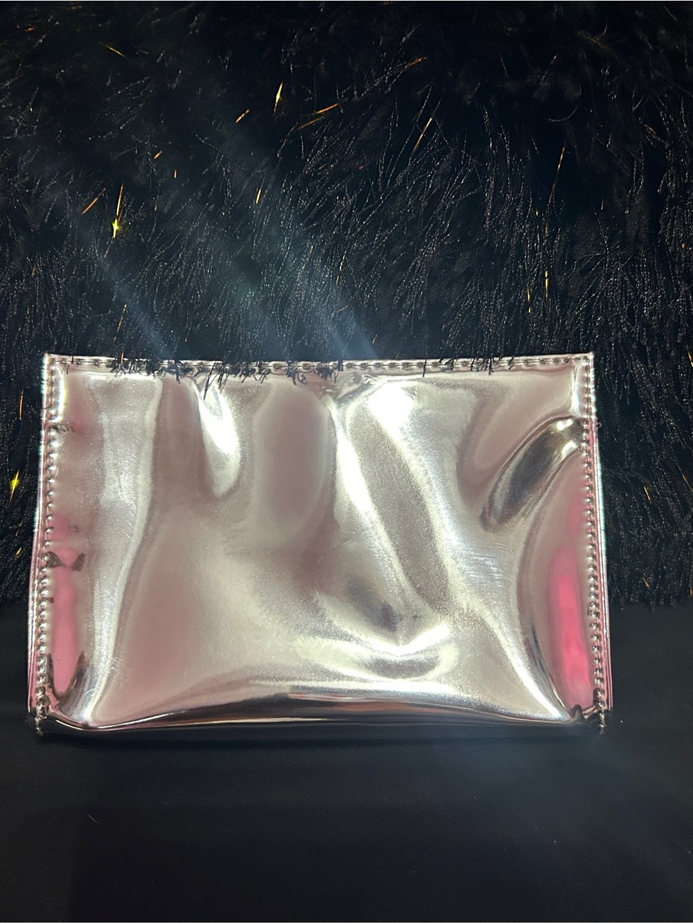 Yves Saint Laurent Metallic Silver Mirror Envelope Clutch - Picture 2 of 3